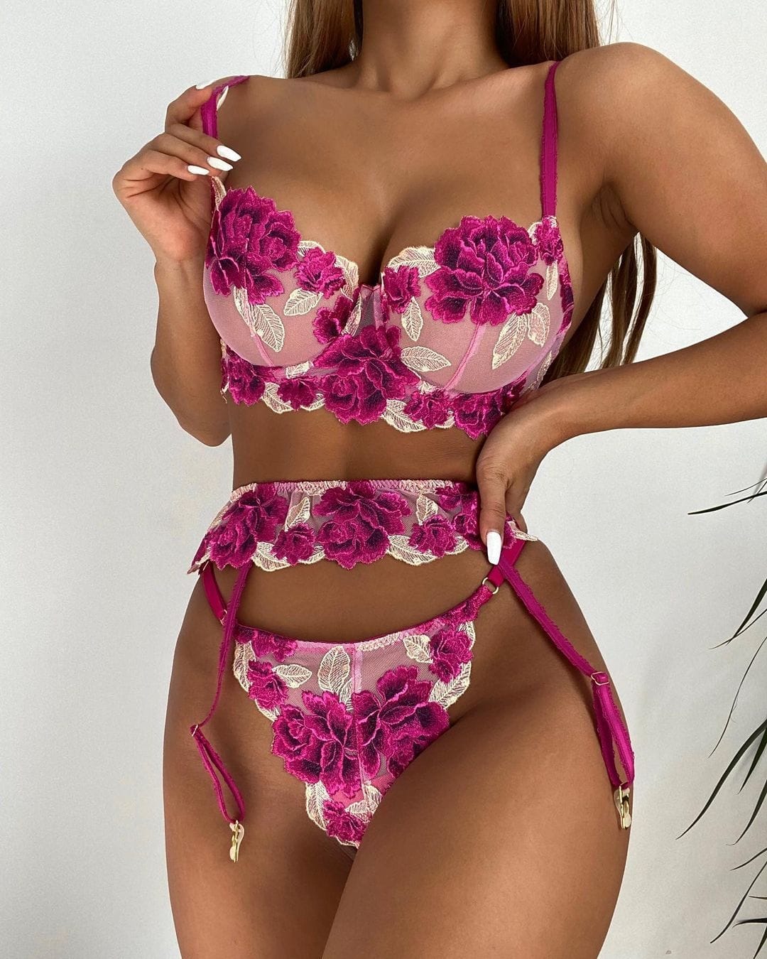 Orchid Bloom Embroidered Set