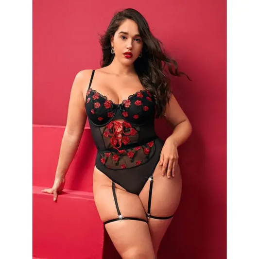 Rose garter bodysuit