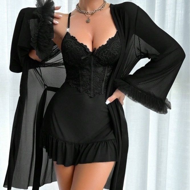 Midnight Lace Slip Nightdress